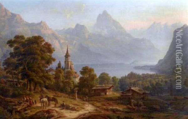 Vierwaldstattersee, Landschaft Im Abendlicht Oil Painting - Henry Jackel