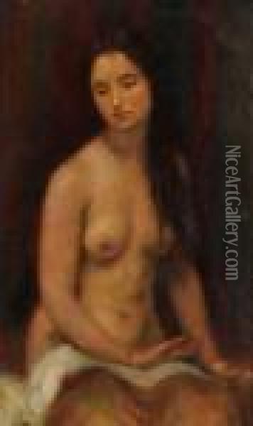 Femme Nue En Buste Oil Painting - Lucien Mignon