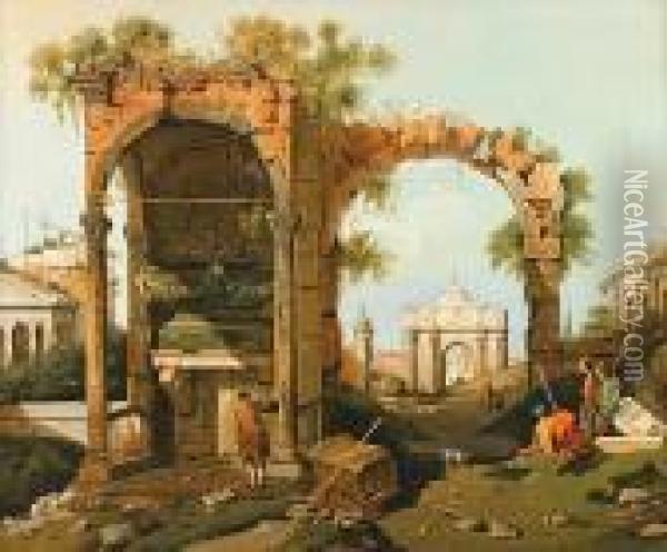 Ruins Oil Painting - (Giovanni Antonio Canal) Canaletto