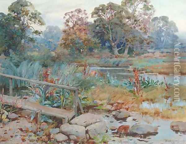 A wooded river landscape Oil Painting - Frank Richards, R.B.A.