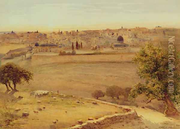 Jerusalem from the Mount of Olives Oil Painting - Stanley Inchbold