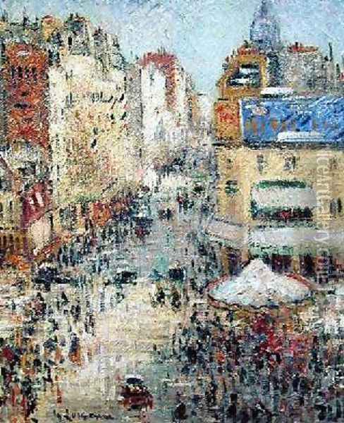 The 14th July in Paris Rue de Clignancourt 1925 Oil Painting - Gustave Loiseau