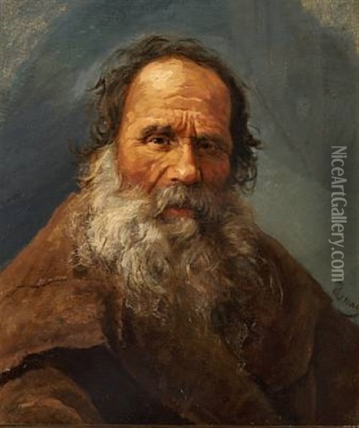 A Russian Peasant Oil Painting - Nikolai Y. Rachkov
