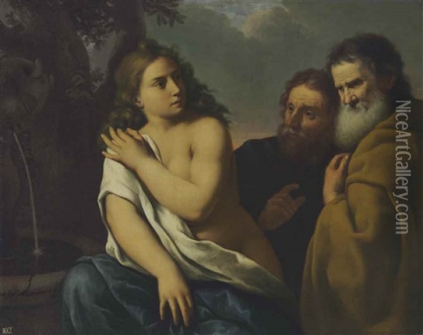 Susanna And The Elders Oil Painting - Gerrit van Bronckhorst
