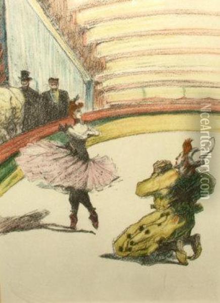 Lautrec -- Circus Scene Oil Painting - Henri De Toulouse-Lautrec