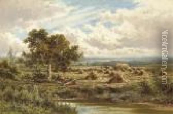A Surrey Cornfield Oil Painting - Henry Hillier Parker