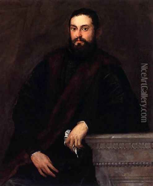 Gentleman in Black Oil Painting - Paolo Veronese (Caliari)