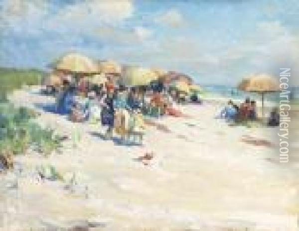 Beach Scene Oil Painting - Mabel May Woodward