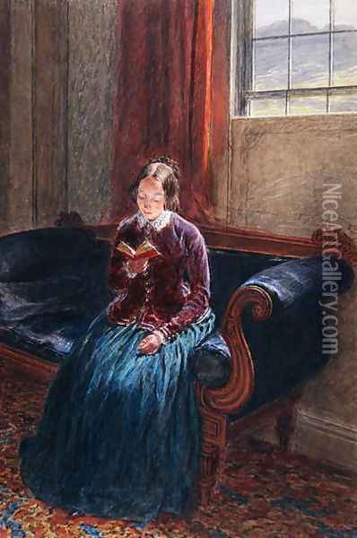 A Lady Reading called Mrs William Hunt Oil Painting - William Henry Hunt