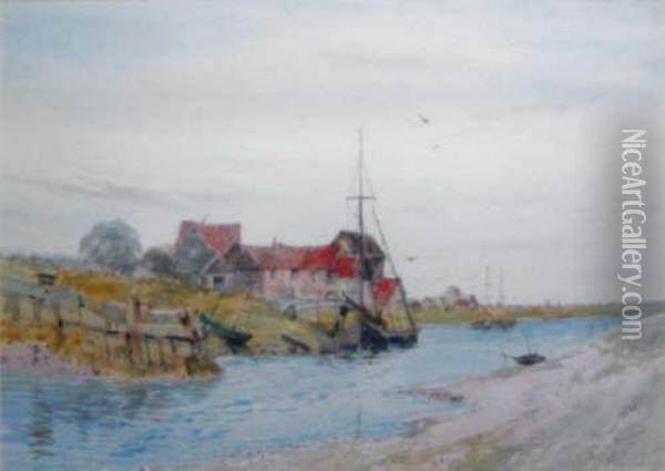The River Blythe Oil Painting - George Dunkerton Hiscox