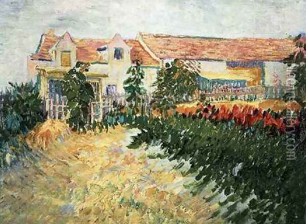 House With Sunflowers Oil Painting - Vincent Van Gogh