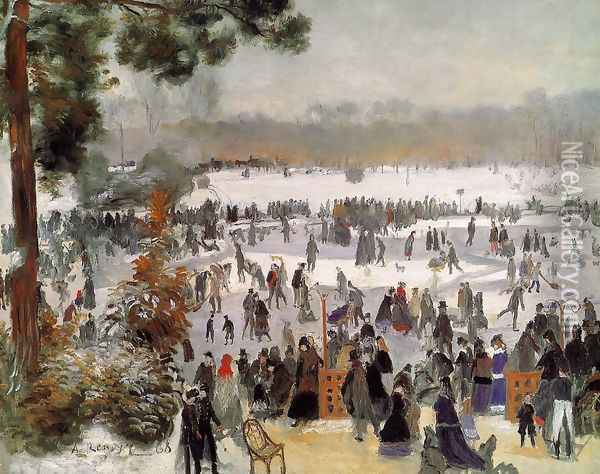 Skaters In The Bois De Boulogne Oil Painting - Pierre Auguste Renoir
