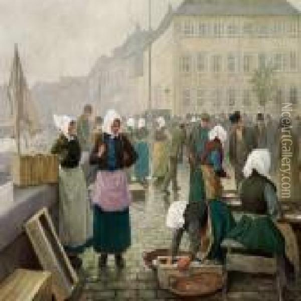 Fishwifes At Gl Oil Painting - Paul-Gustave Fischer
