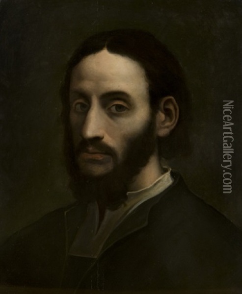 Ritratto Di Gentiluomo In Abito Scuro (portrait Of A Gentleman Wearing Dark Clothes) Oil Painting - Sebastiano Del Piombo