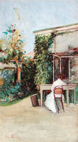 Lectura In Gradina Oil Painting - Theodor Aman