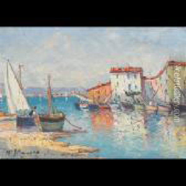 Mediterranean Harbour Scene Oil Painting - Vincent Manago