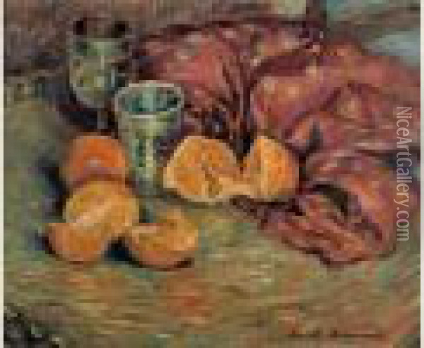 Nature Morte Aux Oranges Sur Une Table Oil Painting - Emile Bernard