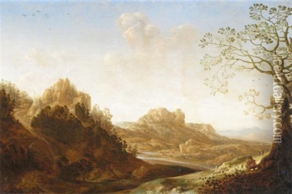 Extensive River Valley Oil Painting - Herman Saftleven