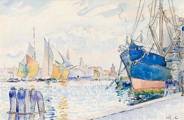 Etude Pour 'Le Canal De La Giudecca' Oil Painting - Henri Edmond Cross