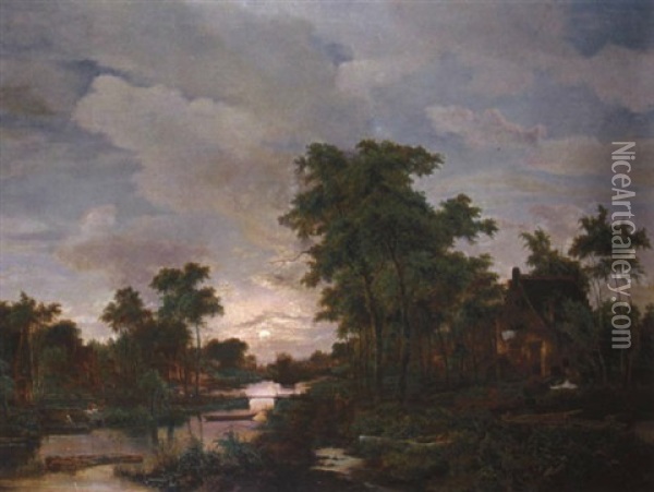 Mondscheinlandschaft Oil Painting - Jacobus Theodorus Abels