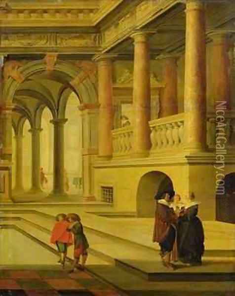 Palace Courtyard Oil Painting - Dirck Van Delen