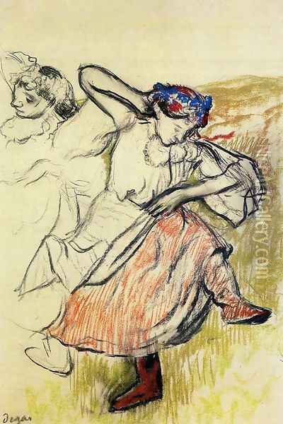 Russian Dancers, c.1899 Oil Painting - Edgar Degas