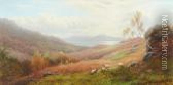 Windermere Lake From The Hills, Ambleside Oil Painting - William Mellor