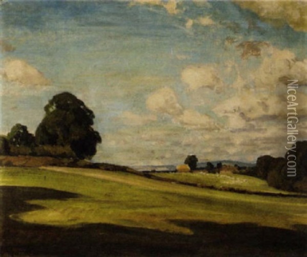 Shadows Across The Fields Oil Painting - Frederick Hall