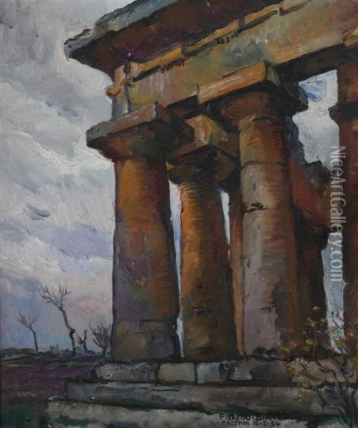 Temple Of Neptune, Paestum Oil Painting - Pieretto Bortoluzzi Bianco