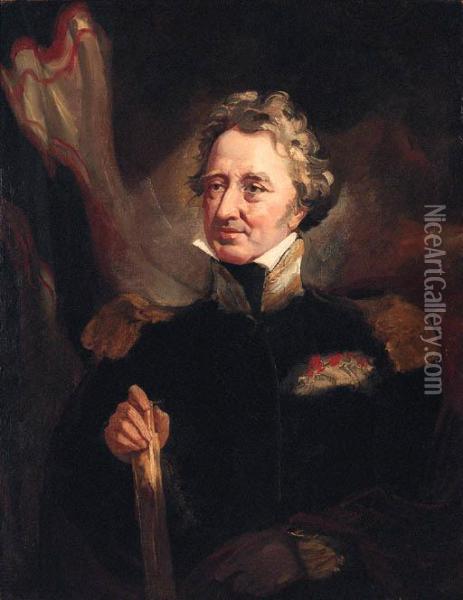 Portrait Of Rear Admiral Augustus Russel, Half-length, Inuniform Oil Painting - John Opie