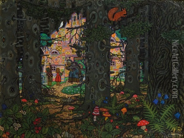 Hansel Und Gretel Oil Painting - Carl Krenek