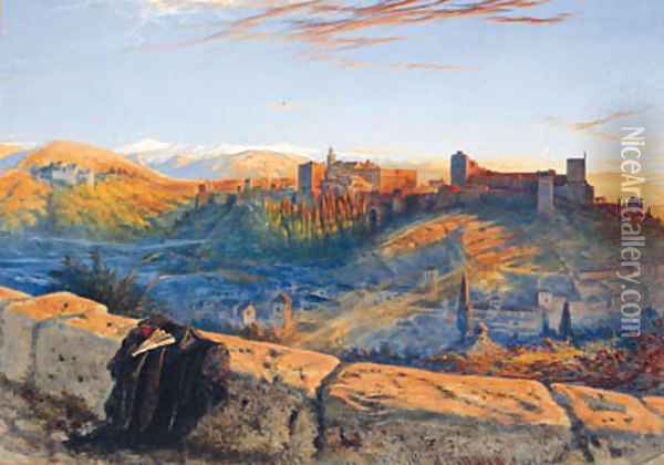 The Alhambra from the Albycin Oil Painting - Henry Stanier