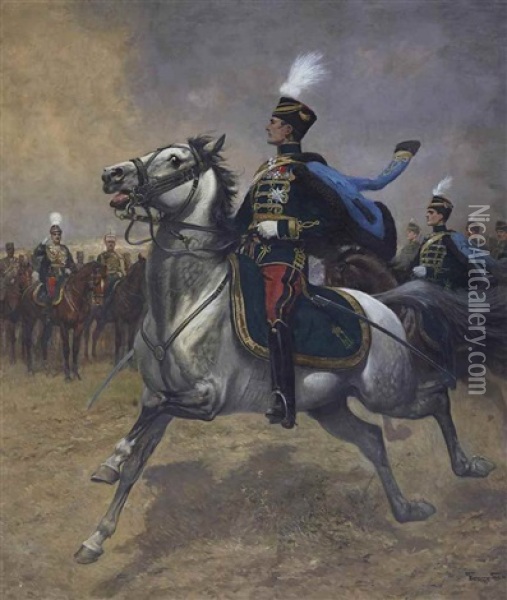 Revue De Cavalerie Oil Painting - George Bertin Scott