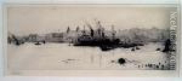 Sugar Boats Off Greenwich Oil Painting - William Lionel Wyllie