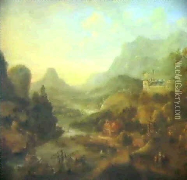Rhenish Landscape Oil Painting - Jan Griffier the Elder