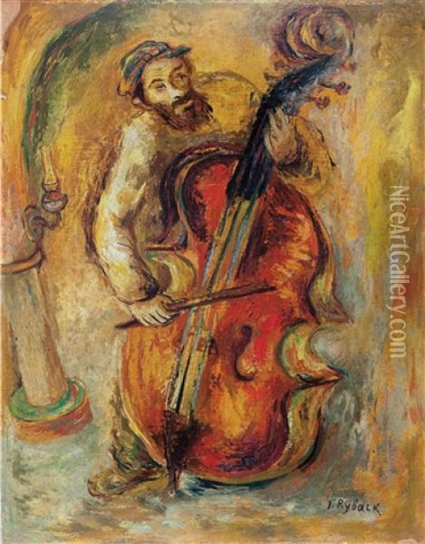 The Cello Oil Painting - Issachar ber Ryback