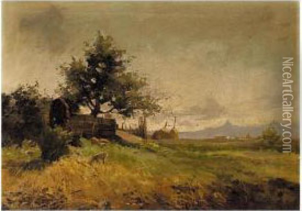 Paisaje Con Ovejas (landscape With Sheep) Oil Painting - Francisco Arasa