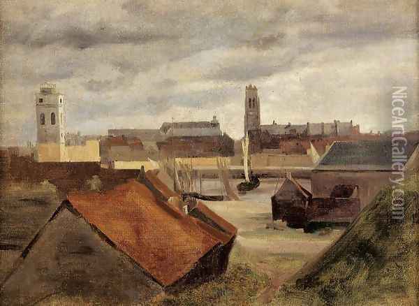 Dunkirk, the Fishing Docks Oil Painting - Jean-Baptiste-Camille Corot