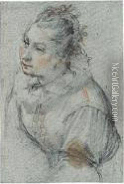 Half-length Study Of A Woman Oil Painting - Alessandro Casolani