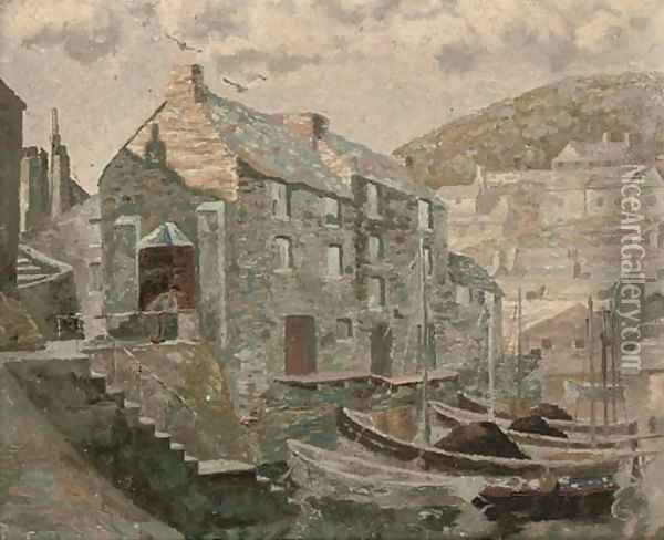Inner Harbour, Polperro, Cornwall Oil Painting - Thomas Corson Morton
