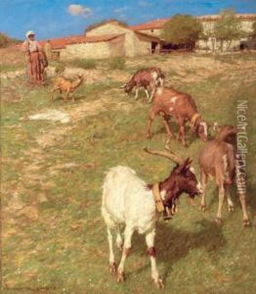 Provencal Farm Oil Painting - Henry Herbert La Thangue