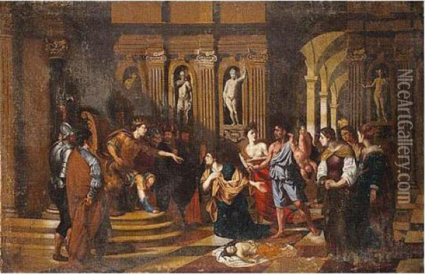 The Judgement Of Solomon Oil Painting - Jean Tassel