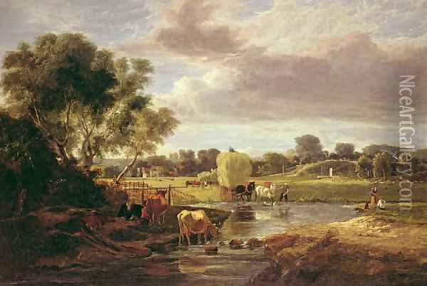 Trowse Meadows, Near Norwich, 1828 Oil Painting - George Vincent