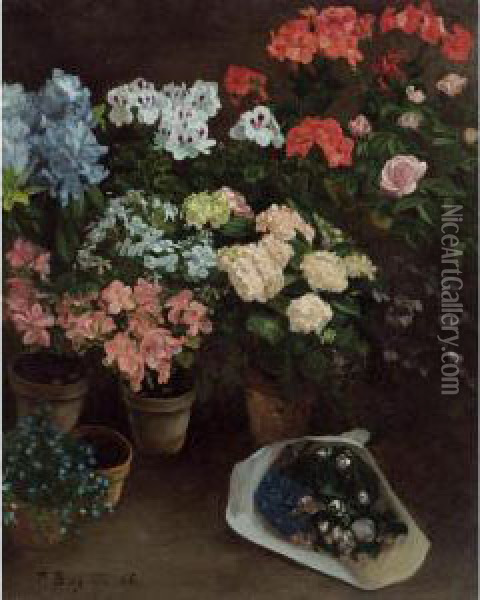 Pots De Fleurs Oil Painting - Frederic Bazille