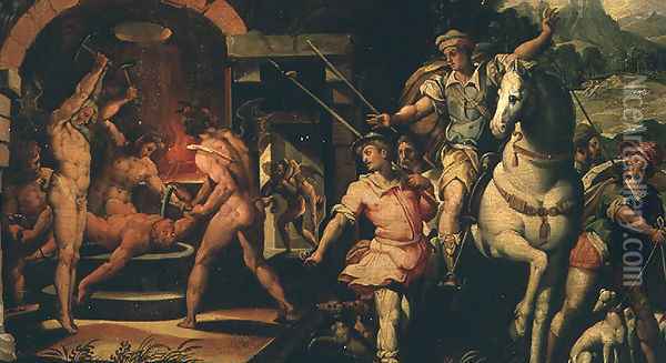 The Vision of Count Hugo Oil Painting - Giorgio Vasari