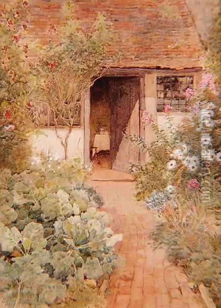 Cabbages in a Cottage Garden Oil Painting - Arthur Claude Strachan
