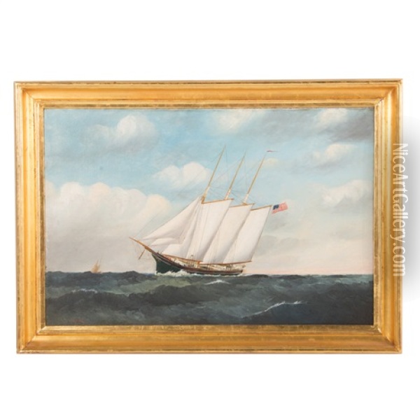 Schooner Under Sail Oil Painting - William Pierce Stubbs