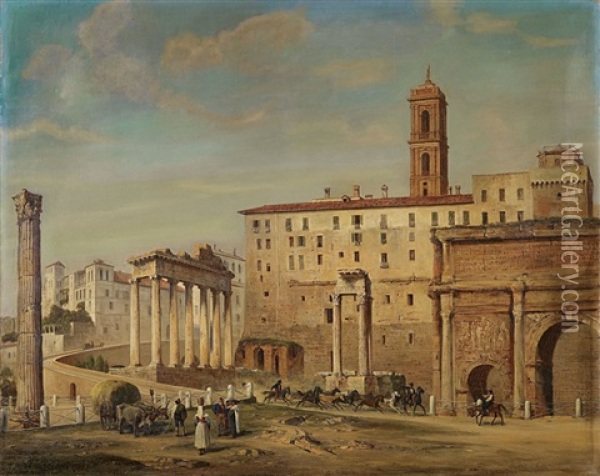 Forum Romanum Oil Painting - Ludwig Franz Karl Bohnstedt