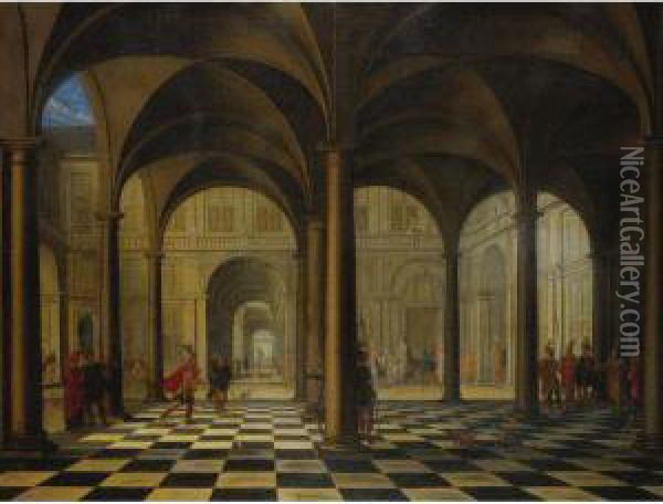 Interior Of A Cathedral Oil Painting - Jacobus Saeys