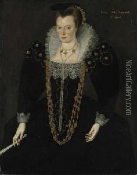 Portrait Of Lucy, Lady Reynell Of Ford Oil Painting - Marcus Ii Gerards